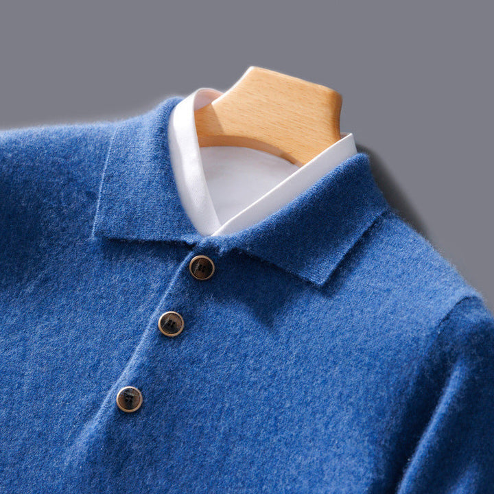 Men’s Polo Collar Knit Sweater | Single Button