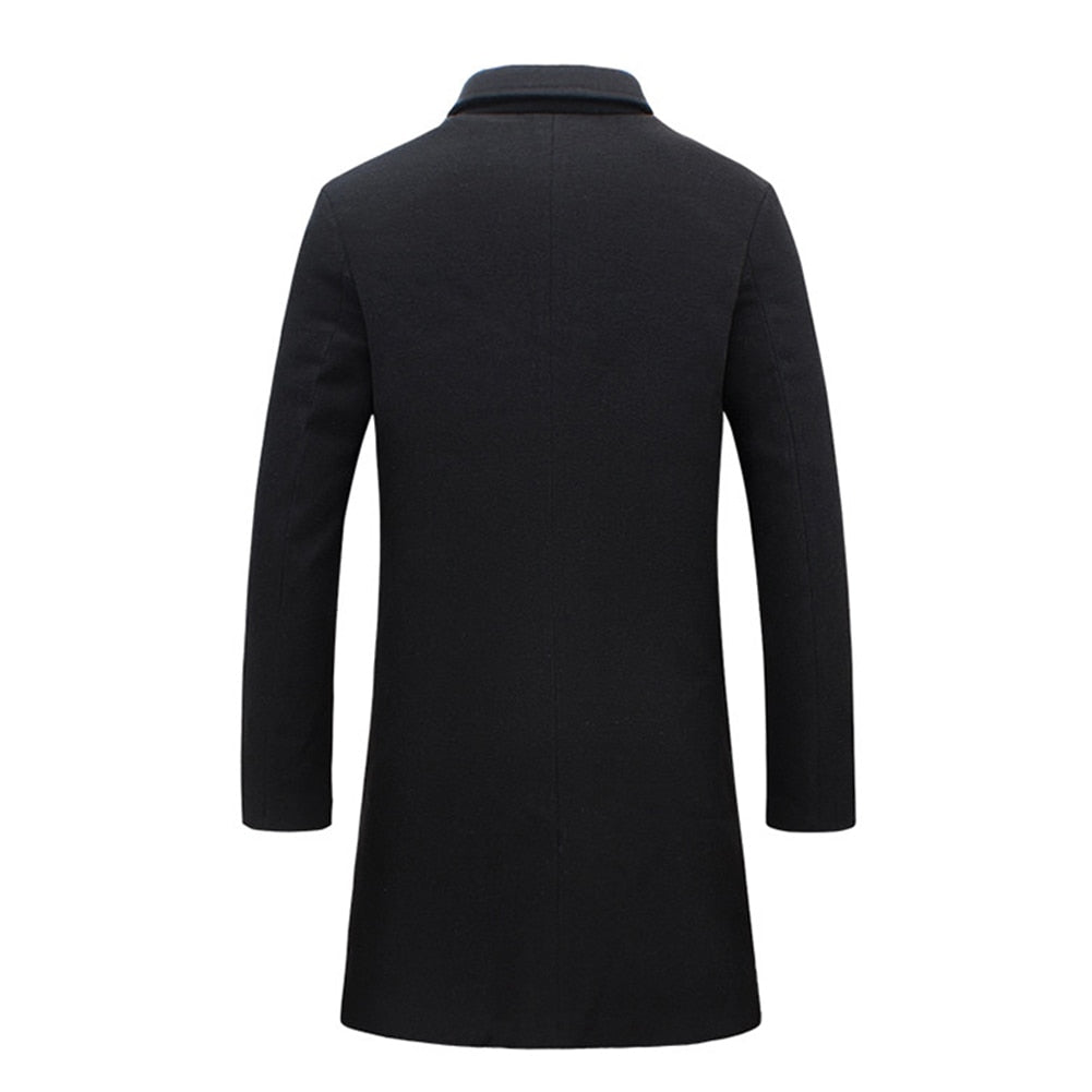 Men’s Single-Breasted Long Coat | Formal
