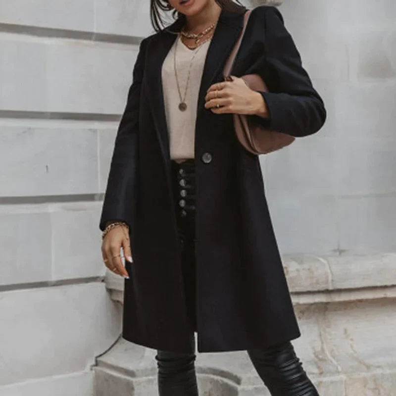 Women’s Long Overcoat | Single-Breasted