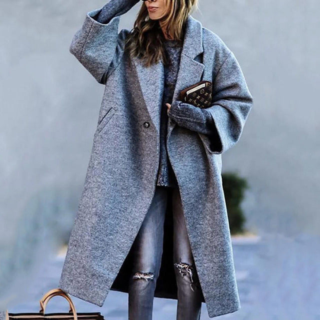 Women’s Winter Long Coat | Plaid Pattern