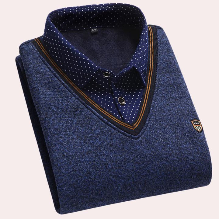 Presley - Sweater featuring a shirt collar for men
