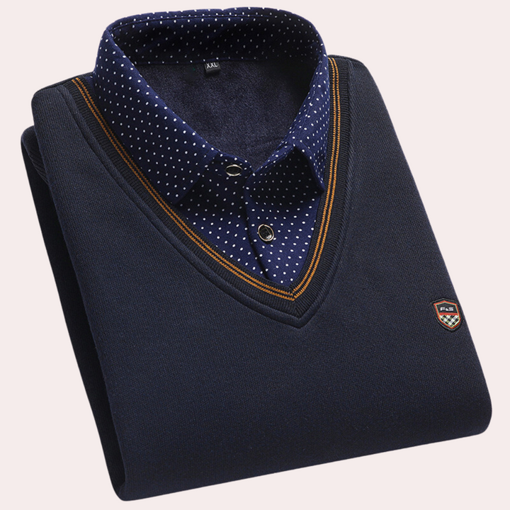 Presley - Sweater featuring a shirt collar for men