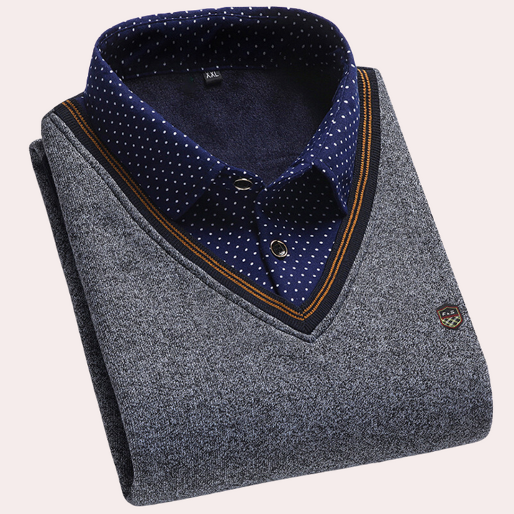 Presley - Sweater featuring a shirt collar for men