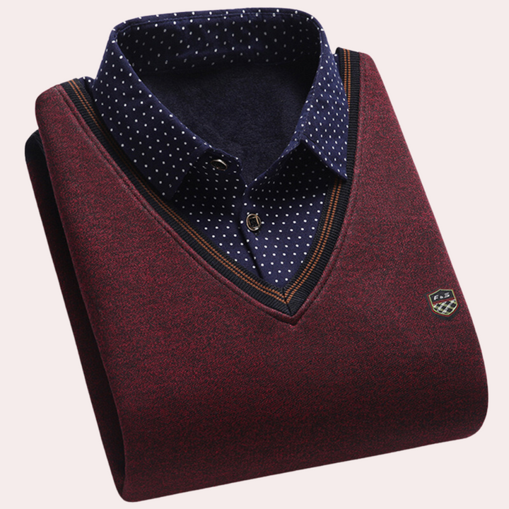 Presley - Sweater featuring a shirt collar for men