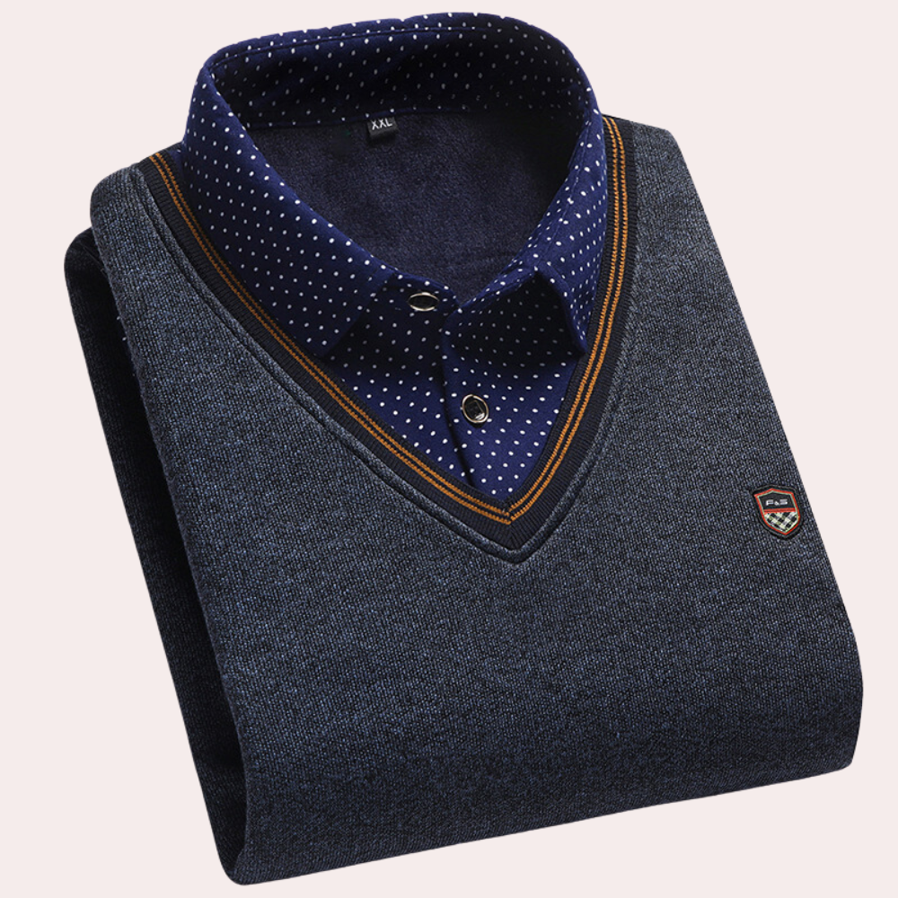 Presley - Sweater featuring a shirt collar for men