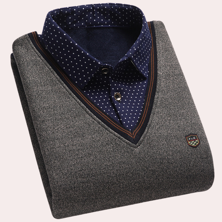 Presley - Sweater featuring a shirt collar for men