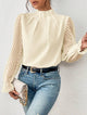Women’s Pleated Mesh Sleeve Blouse | Flared Detail