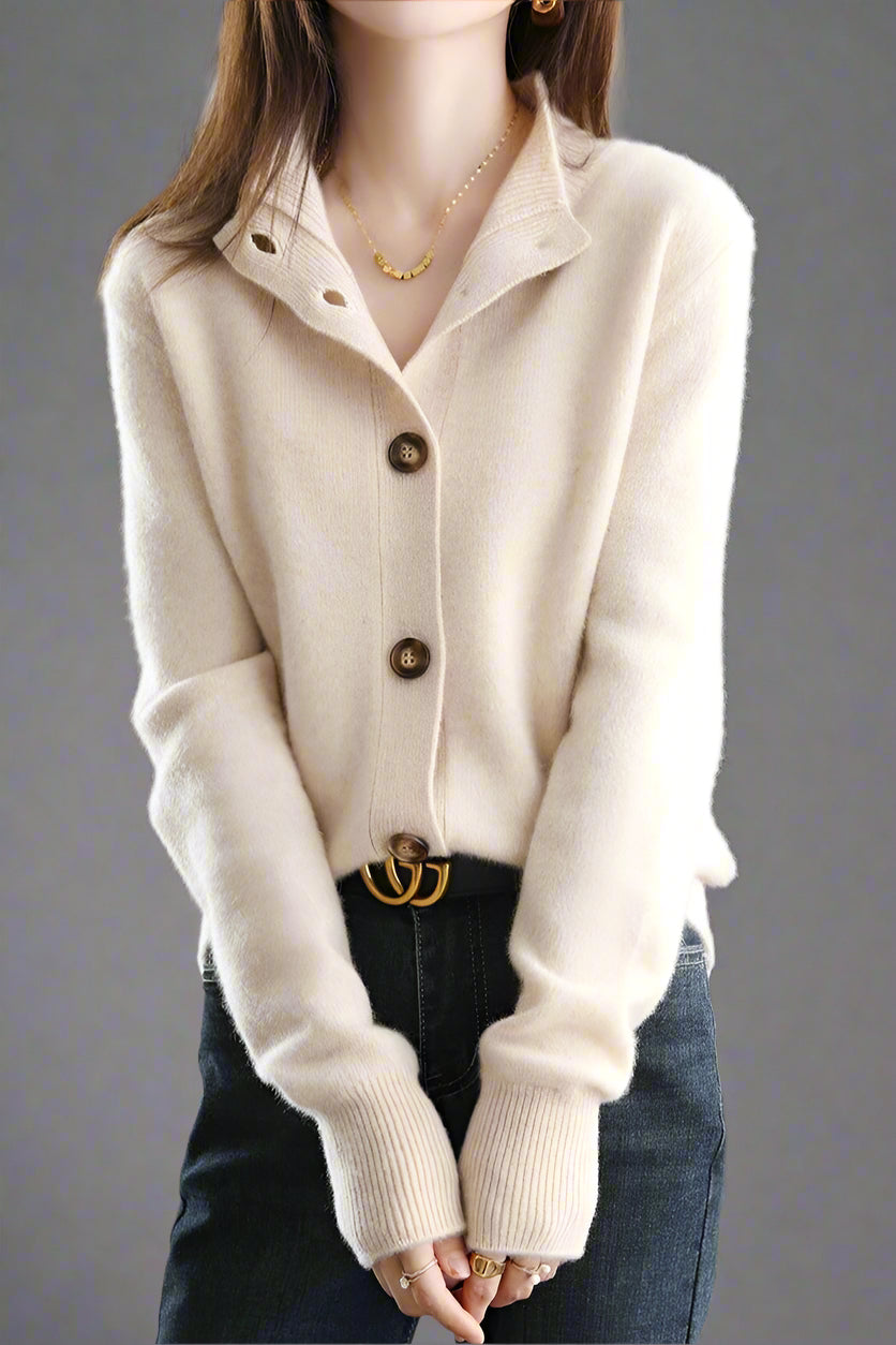 Women’s Buttoned Ribbed Cardigan | Long Sleeve
