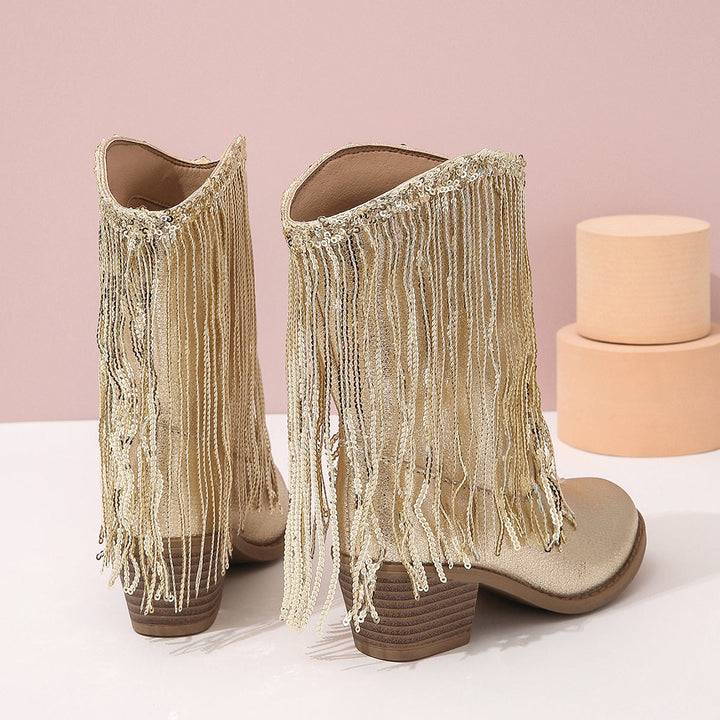 Women’s Fringe Western Boots | Block Heel