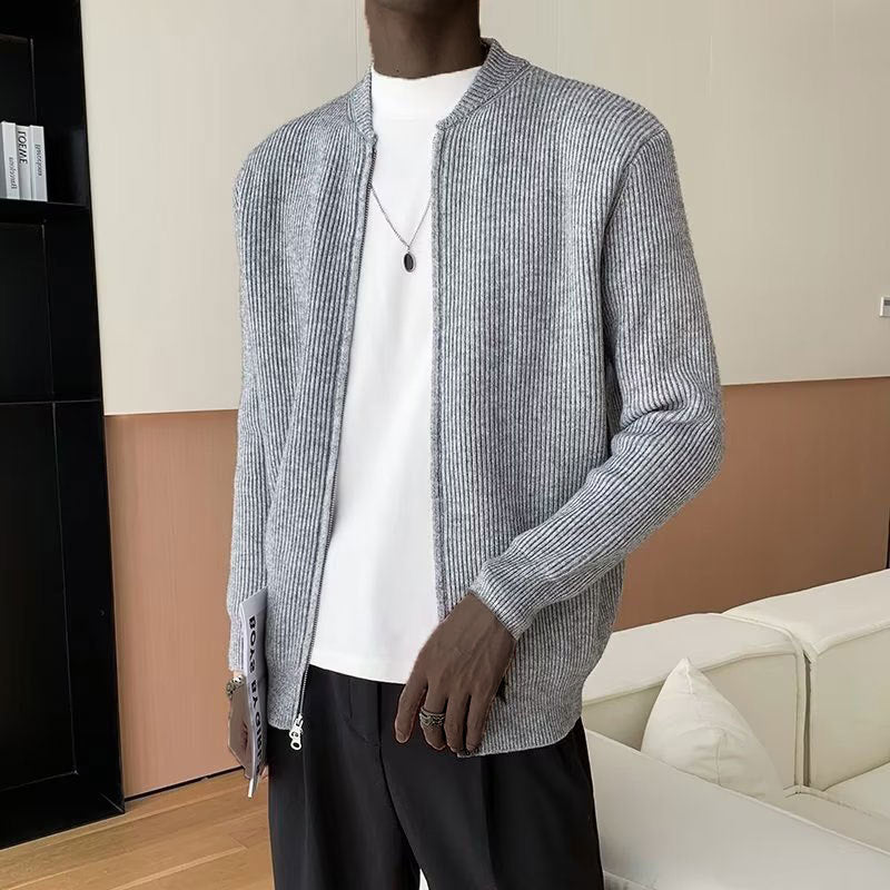 Men’s Zip-Up Cardigan | Ribbed Hem
