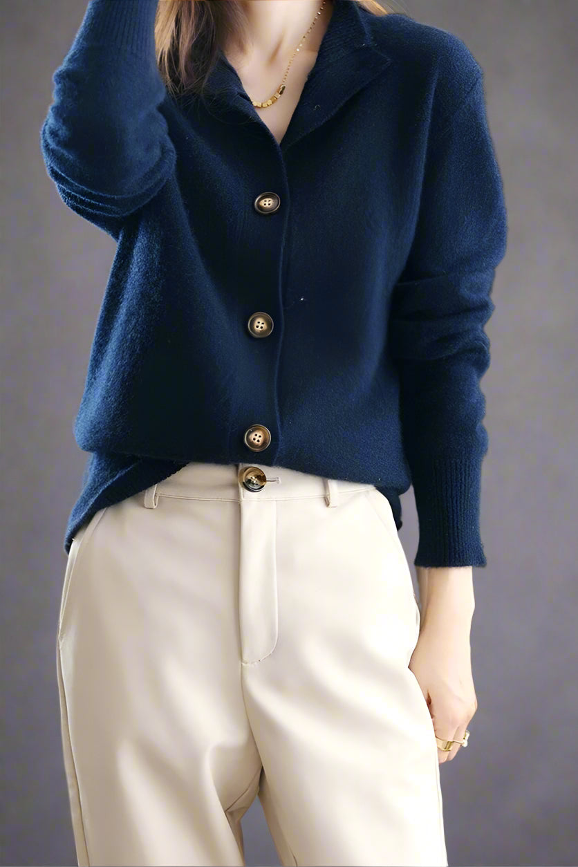 Women’s Buttoned Ribbed Cardigan | Long Sleeve