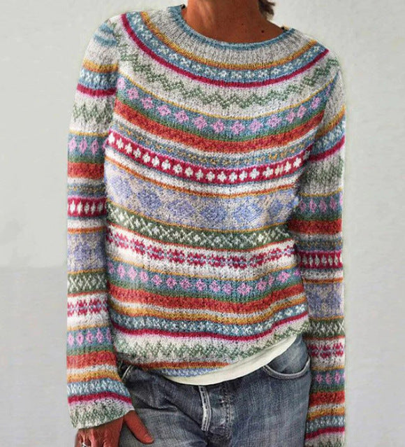 Women’s Mixed Pattern Sweater | Long Sleeve