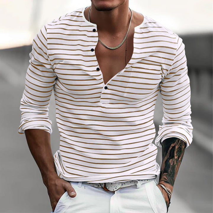 Finn - Striped long sleeve collar t-shirt