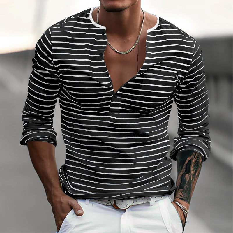 Finn - Striped long sleeve collar t-shirt