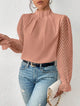 Women’s Pleated Mesh Sleeve Blouse | Flared Detail