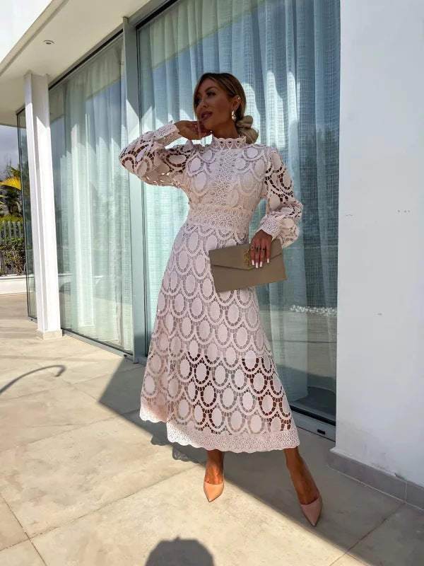 Women’s Lace Long Sleeve Dress | Midi