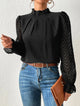 Women’s Pleated Mesh Sleeve Blouse | Flared Detail