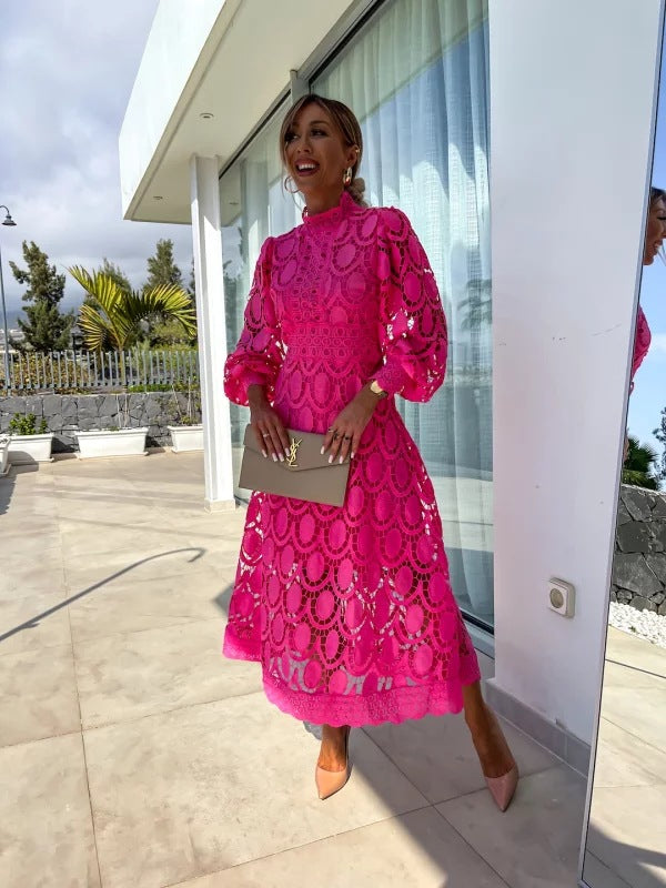 Women’s Lace Long Sleeve Dress | Midi