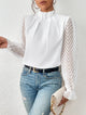 Women’s Pleated Mesh Sleeve Blouse | Flared Detail