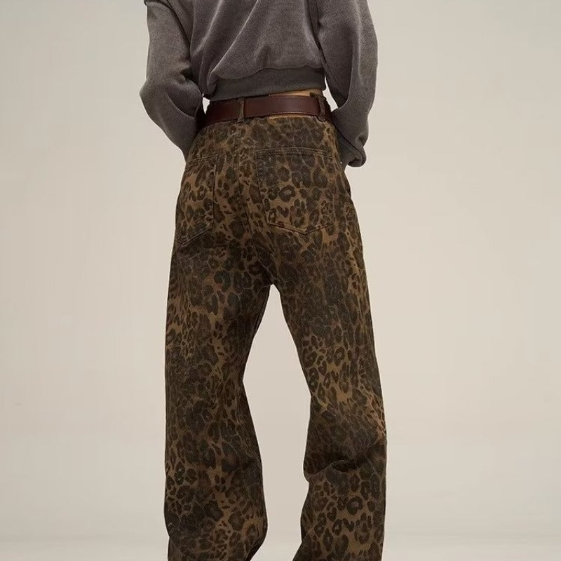 Women’s Wide Leg Trousers | Leopard Print