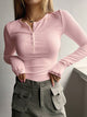 Women’s Ribbed Long Sleeve Top | Button-Up