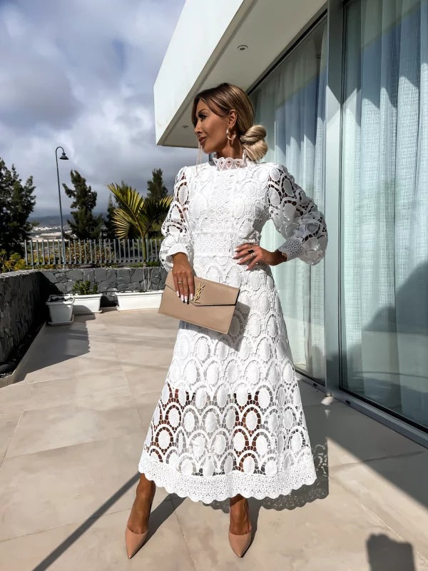 Women’s Lace Long Sleeve Dress | Midi