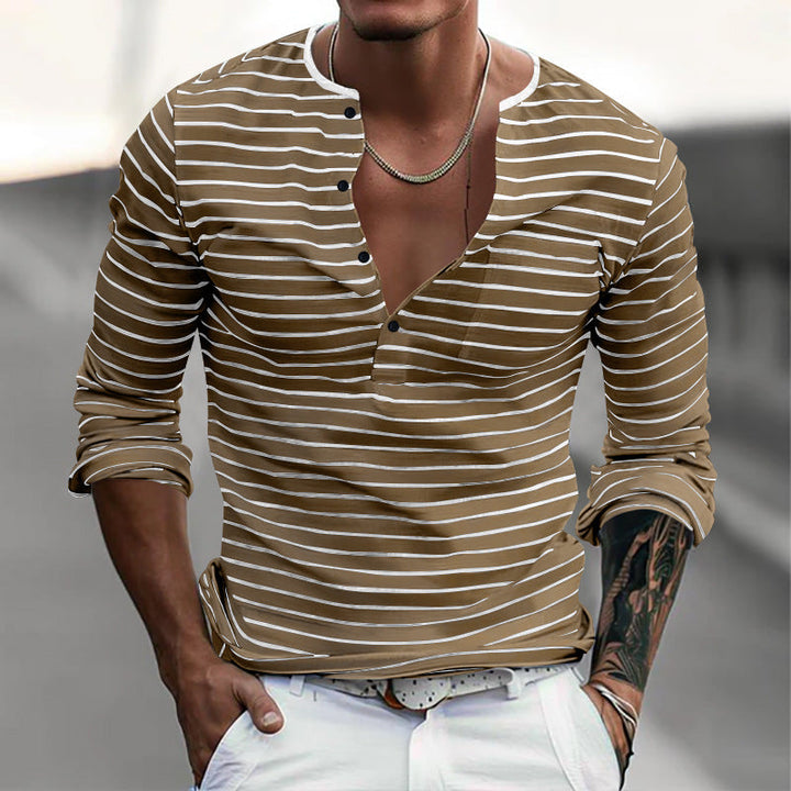 Finn - Striped long sleeve collar t-shirt