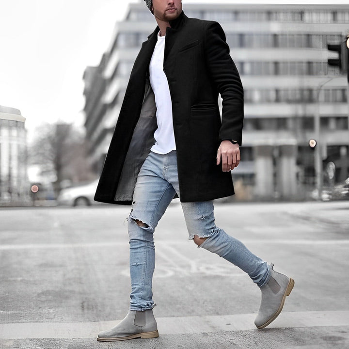Men’s Stand Collar Overcoat | Long