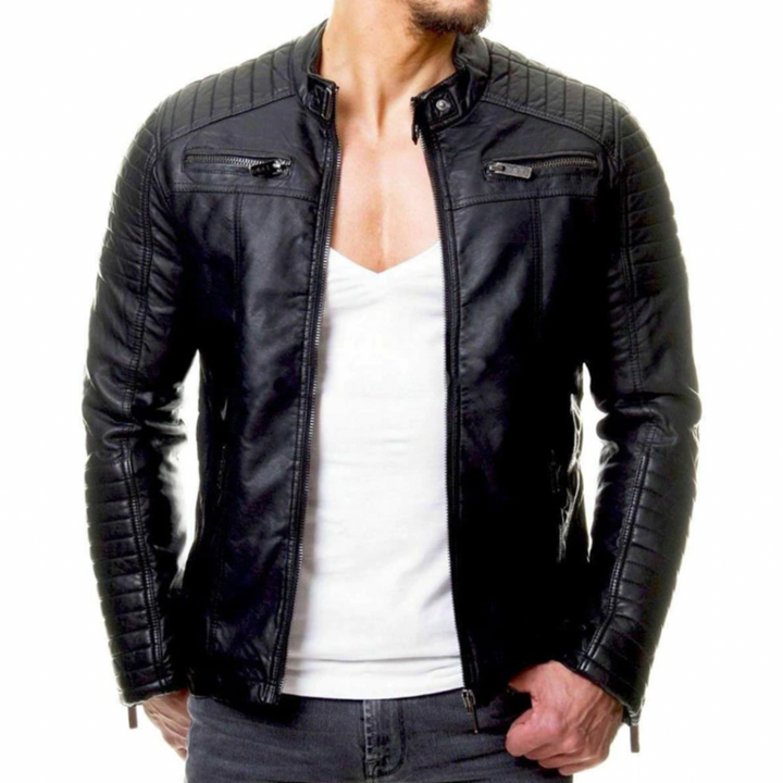 Kevin - Men's Leather Jacket Featuring a Single Chest Pocket