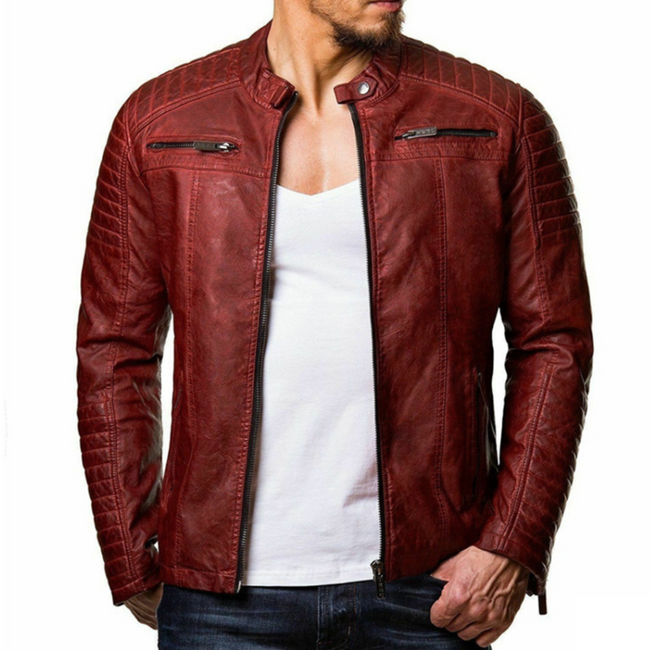 Kevin - Men's Leather Jacket Featuring a Single Chest Pocket