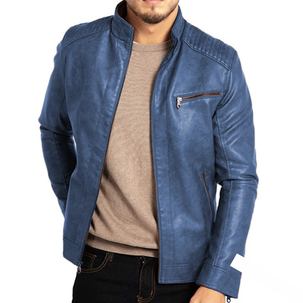 Kevin - Men's Leather Jacket Featuring a Single Chest Pocket