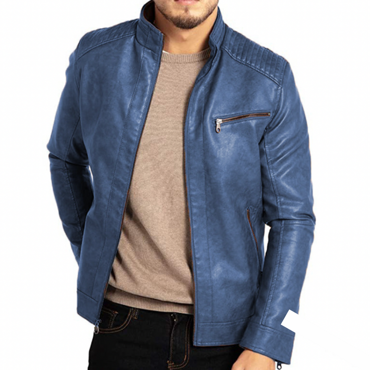 Kevin - Men's Leather Jacket Featuring a Single Chest Pocket
