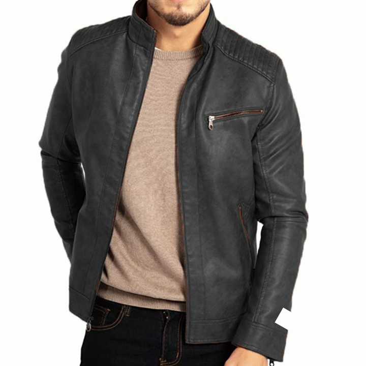 Kevin - Men's Leather Jacket Featuring a Single Chest Pocket