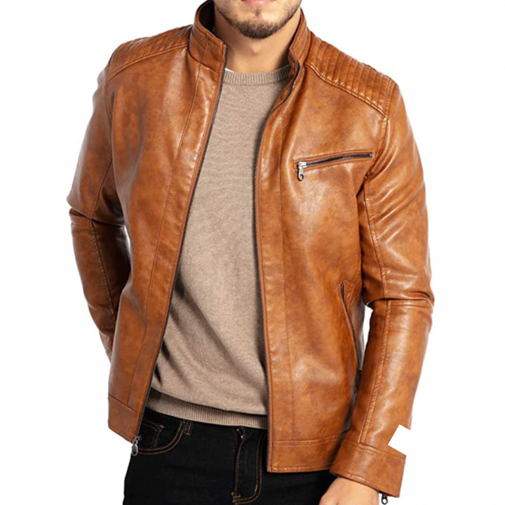 Kevin - Men's Leather Jacket Featuring a Single Chest Pocket