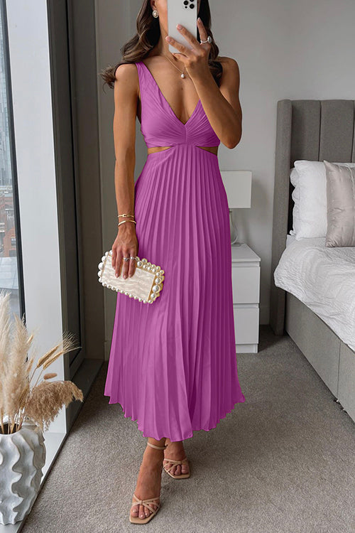 Women’s Pleated Cutout Dress | Midi