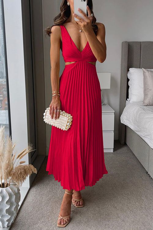 Women’s Pleated Cutout Dress | Midi