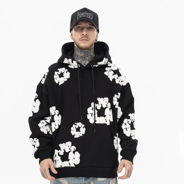 Men Floral Print Hoodie | Oversized Fit