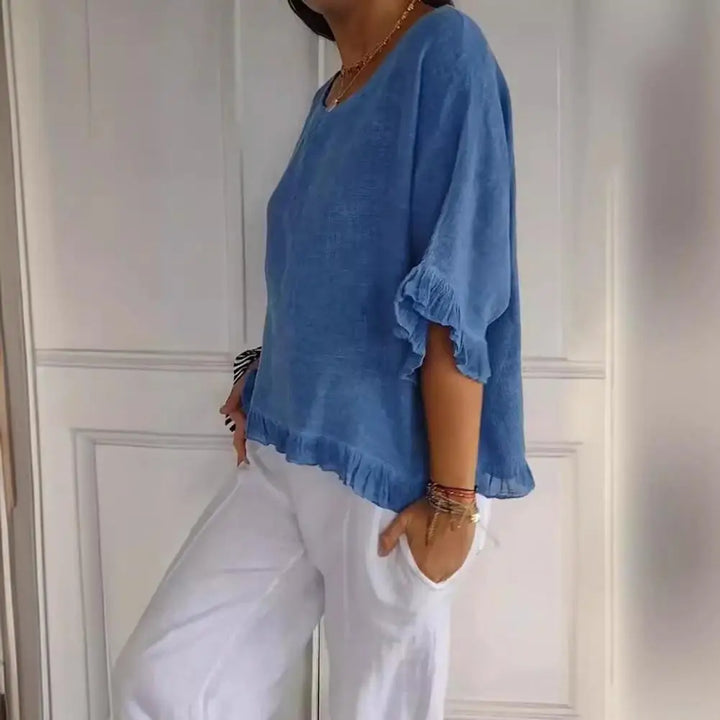 Women’s Ruffle Hem Blouse | Loose Fit