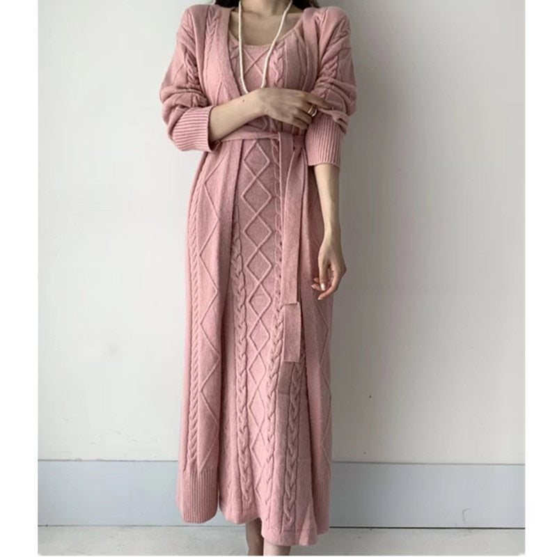 Women’s Maxi Dress Set | Long Sleeve with Cardigan