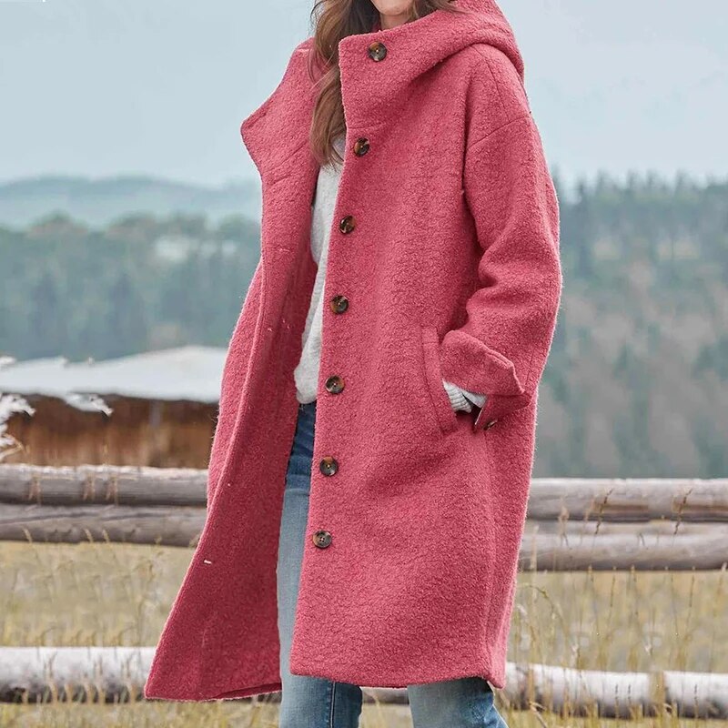 Women’s Button-Up Coat | Casual Long Fit