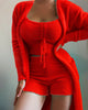 Women’s 3-Piece Lounge Set | Crop Top, Shorts & Cardigan