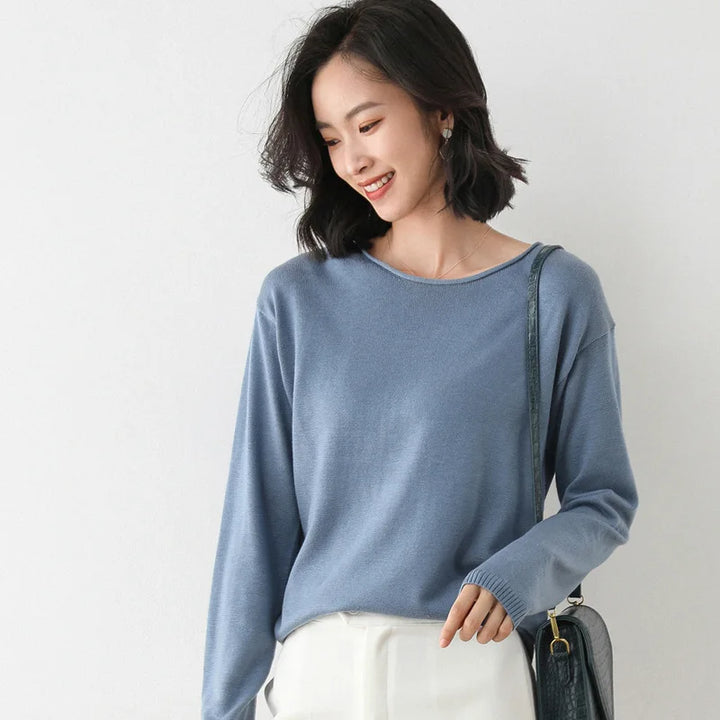 Women’s Solid Knit Sweater | Long Sleeve