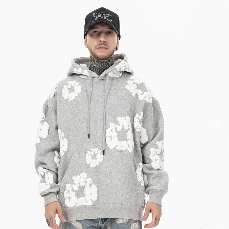 Men Floral Print Hoodie | Oversized Fit