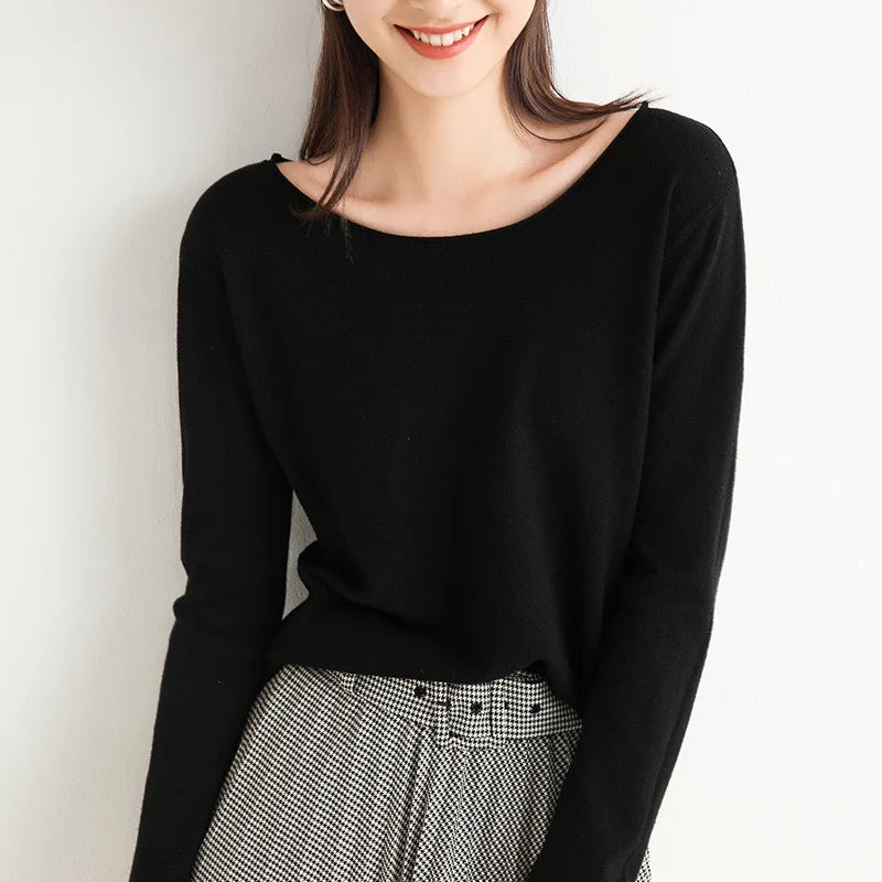 Women’s Solid Knit Sweater | Long Sleeve