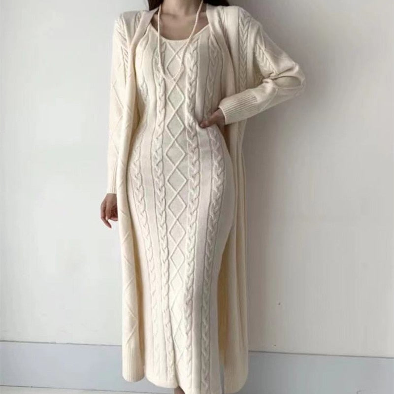 Women’s Maxi Dress Set | Long Sleeve with Cardigan