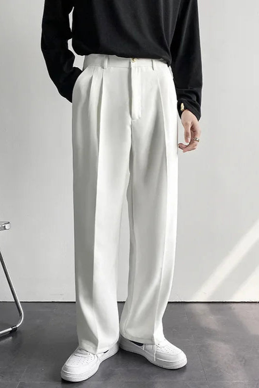 Men’s Wide Leg Trousers | Pleated