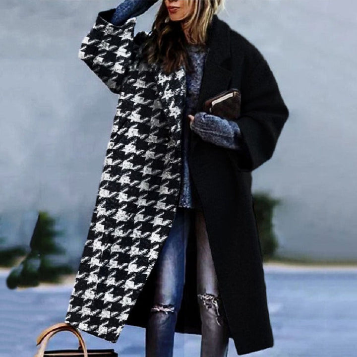 Women’s Winter Long Coat | Plaid Pattern