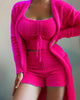 Women’s 3-Piece Lounge Set | Crop Top, Shorts & Cardigan
