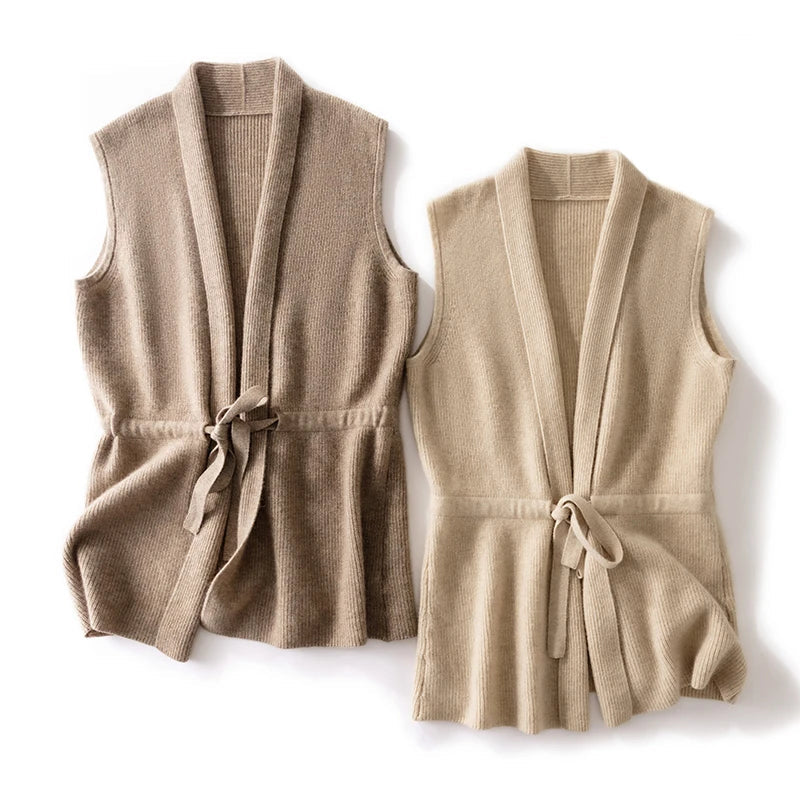 Women’s Ribbed Belted Vest | Sleeveless
