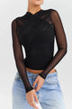 Women’s Sheer Ruched Top | Long Sleeve
